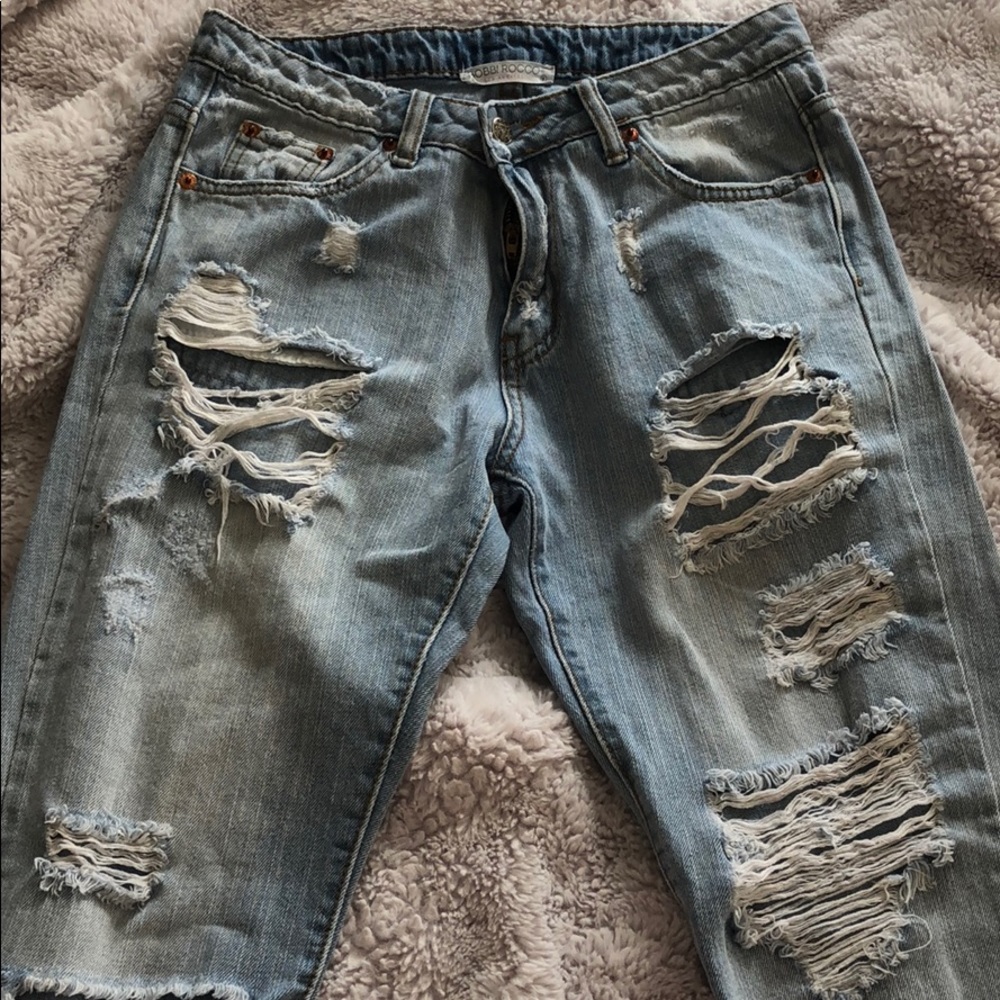 Ripped blue jeans